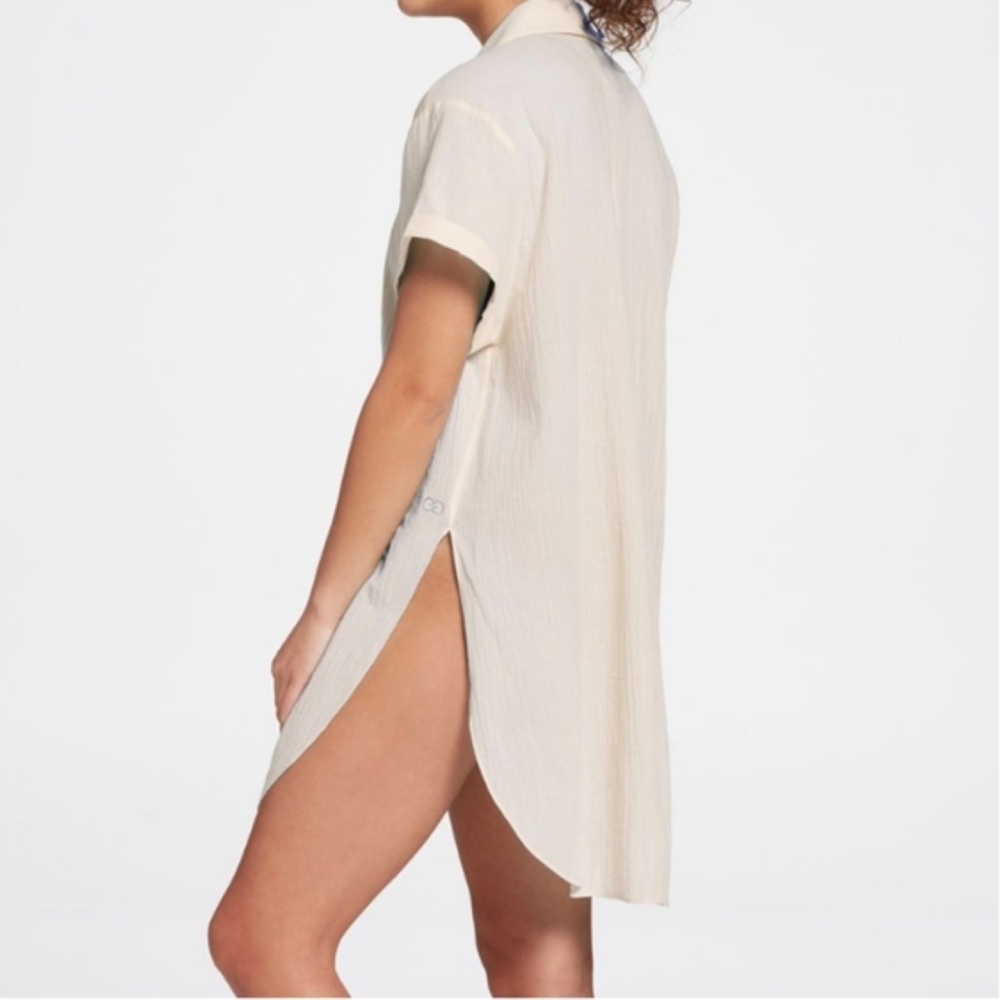 Calia Swimsuit Coverup Beach Swim Collection Button Front Cream Women’s Sz L